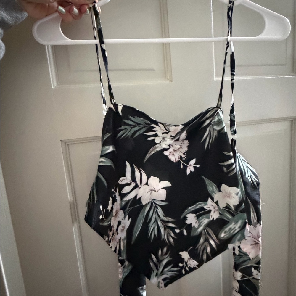 Floral Black and White Women's Top